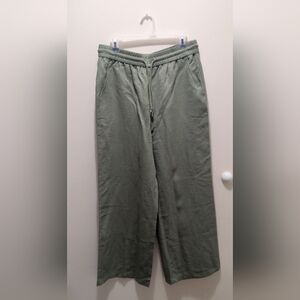 Halara High Waisted Drawstring Pocket Wide Leg Casual Linen-Feel Pant Size L NWT